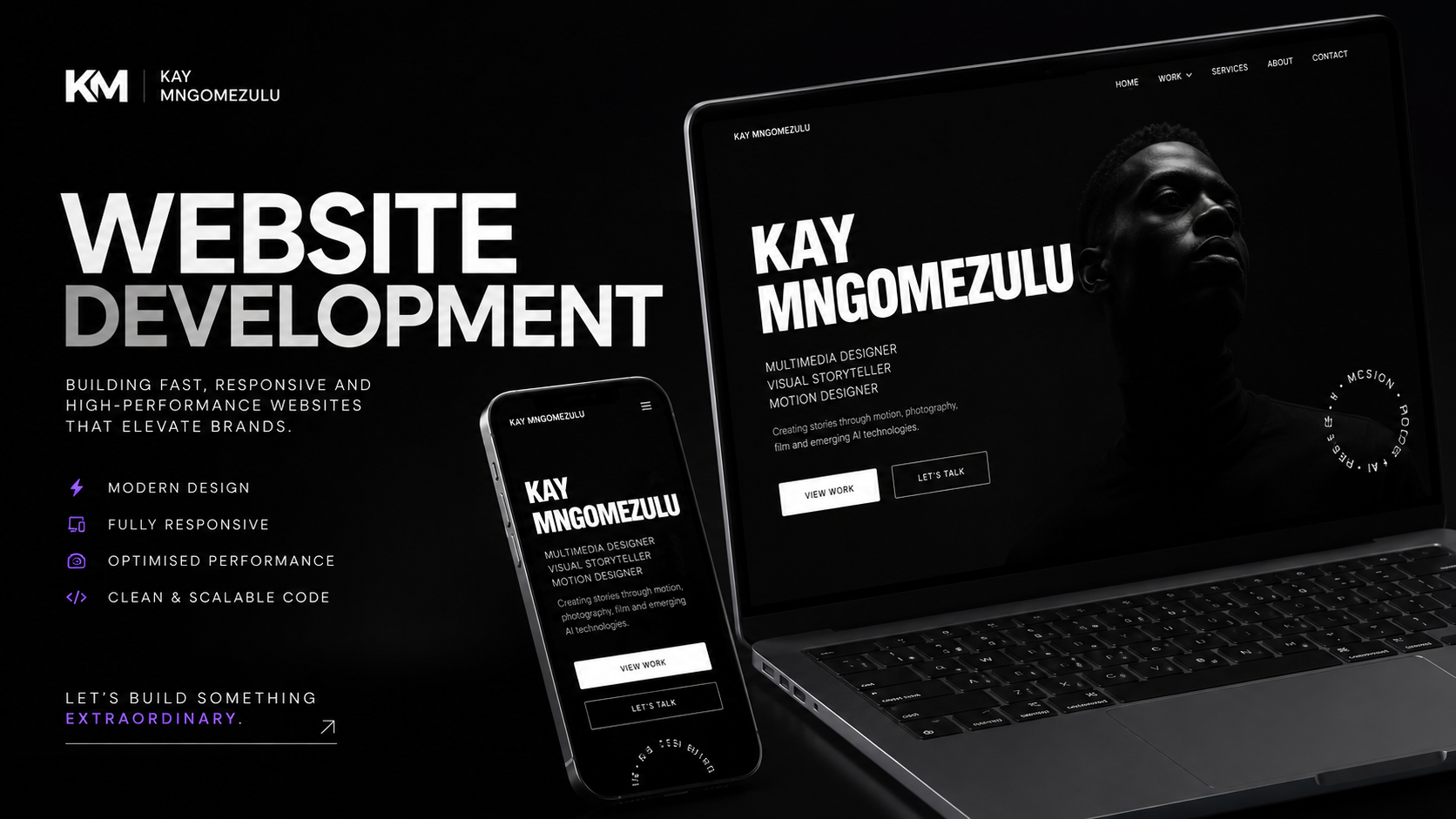 Website development sample — Kay Mngomezulu responsive site mockup